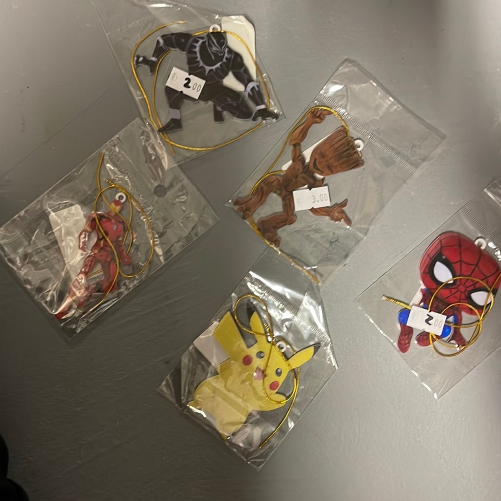 Marvel hero’s plus Pikachu ornament - 5 total